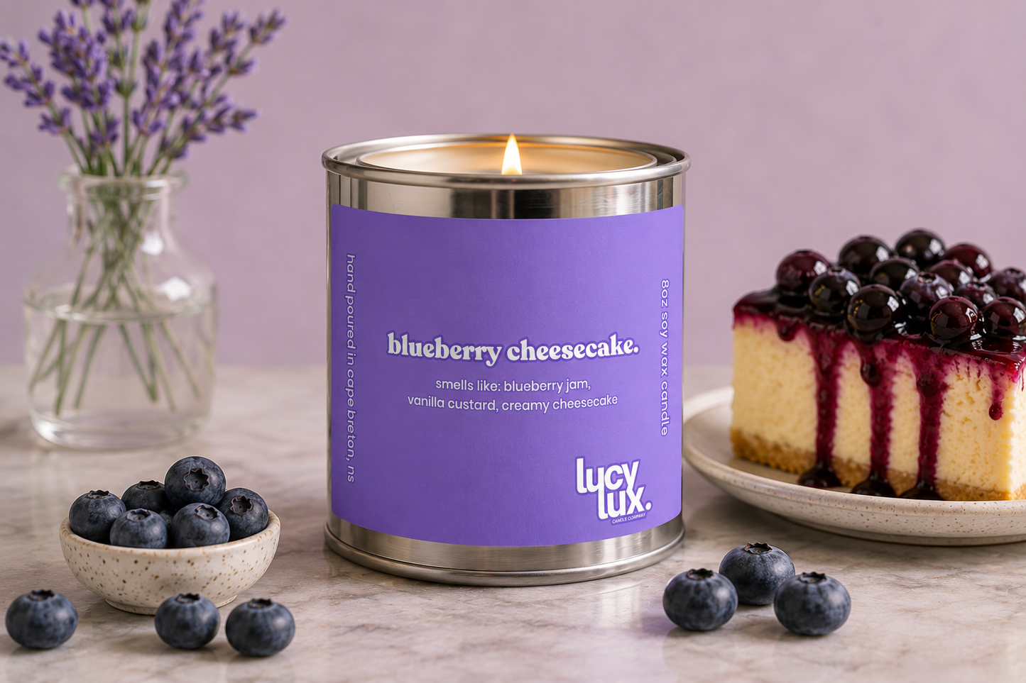 blueberry cheescake 8oz candle